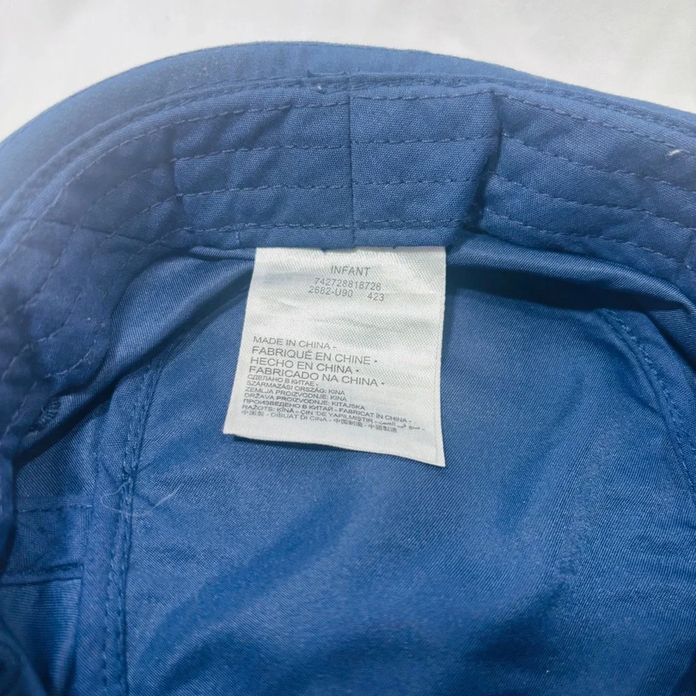 Nike Infant Sun Bucket Hat Navy Blue UPF 40+ Swoosh Chin Strap